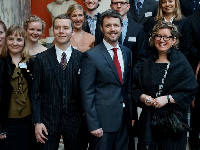 Martin Borch Jensen, then-Crown Prince Frederik, and a fellow recipient at the 2011 EliteForsk ceremony